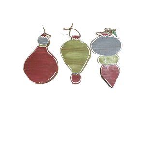 Lot of 3 Carla Grogan Burton & Burton Wood Painted Ornaments Approx. 7" tall NEW